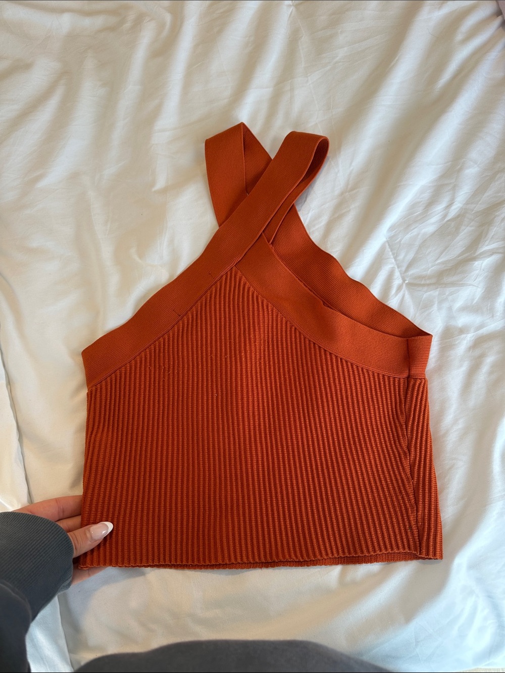 Forever 21 Ribbed One-Shoulder Crop Top - Rust - Picture 2 of 3